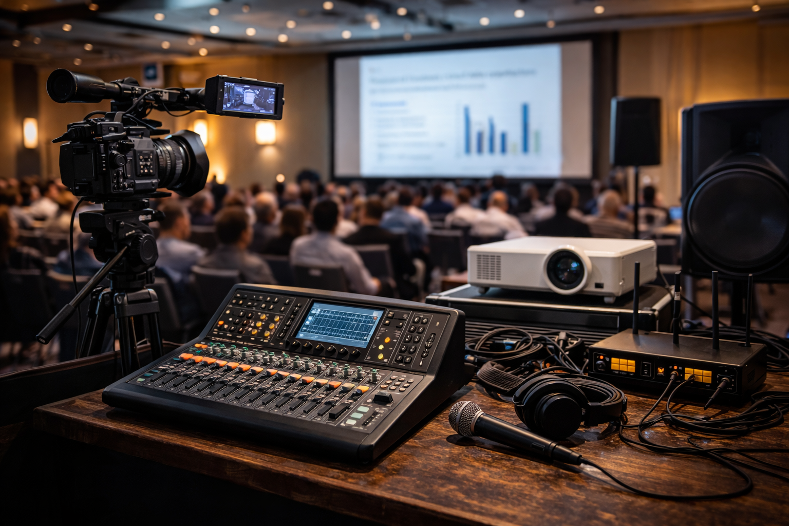 professional AV setup at conference