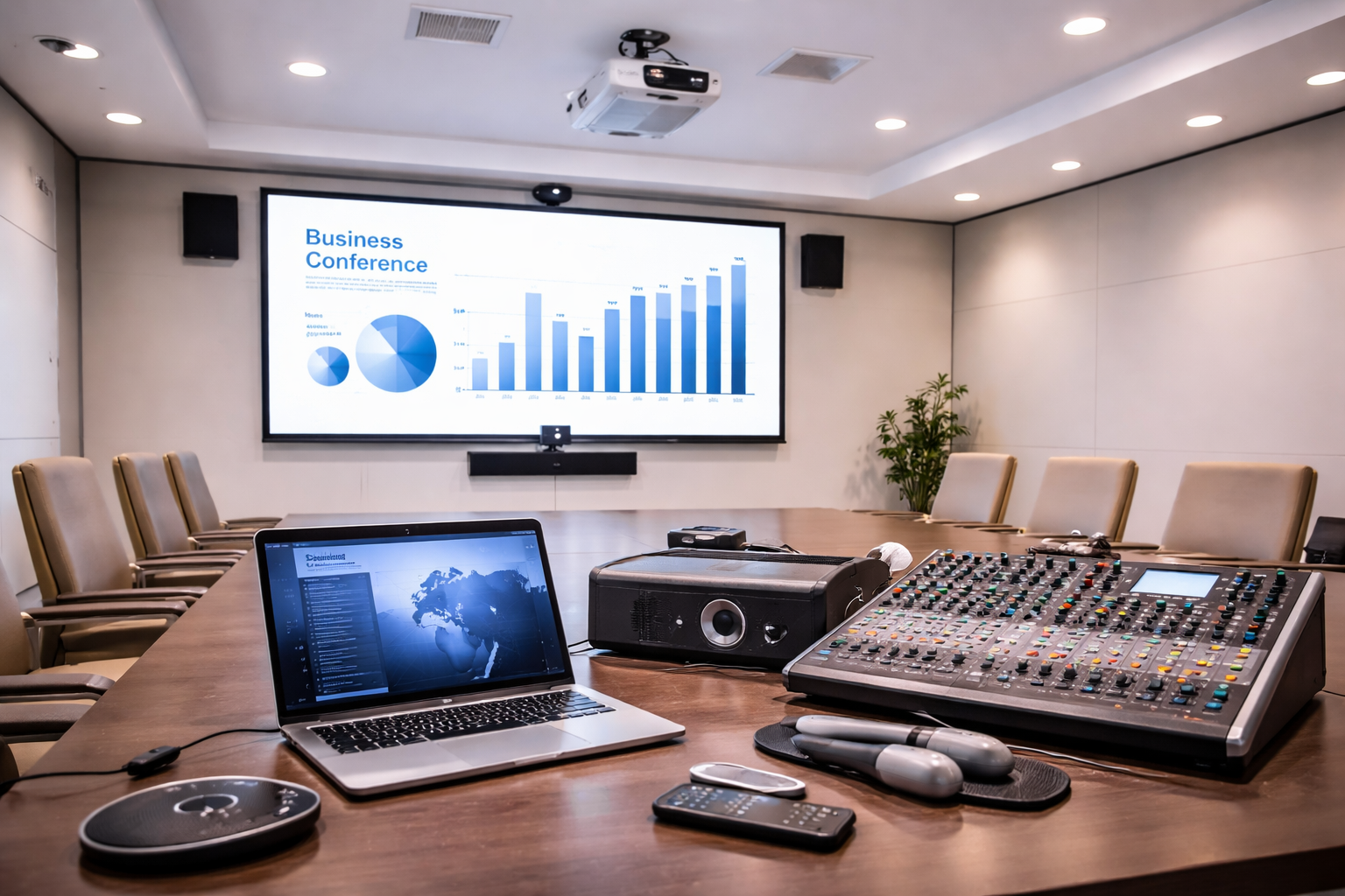 Modern conference room with AV setup