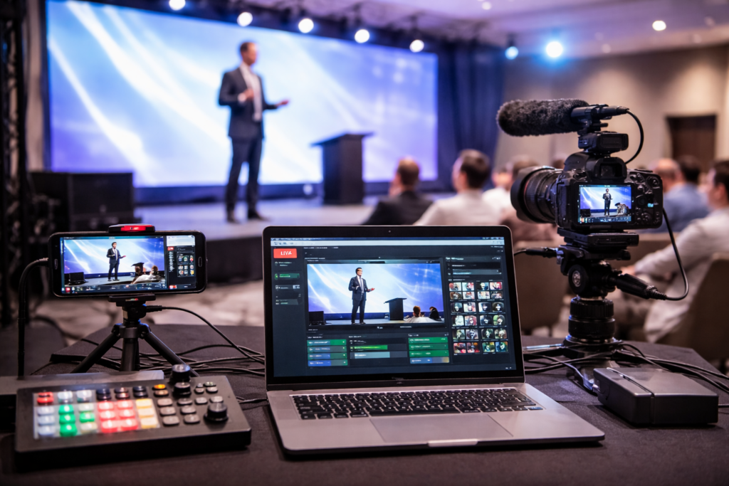 Live streaming setup at conference