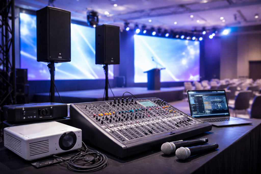 Event setup with AV equipment