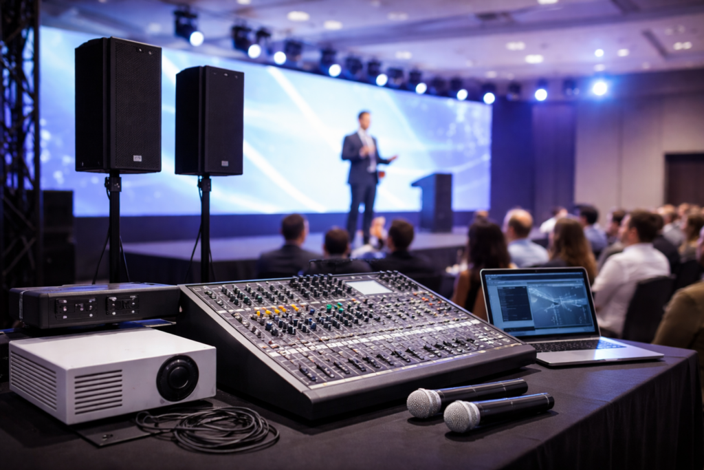 Professional conference with AV equipment