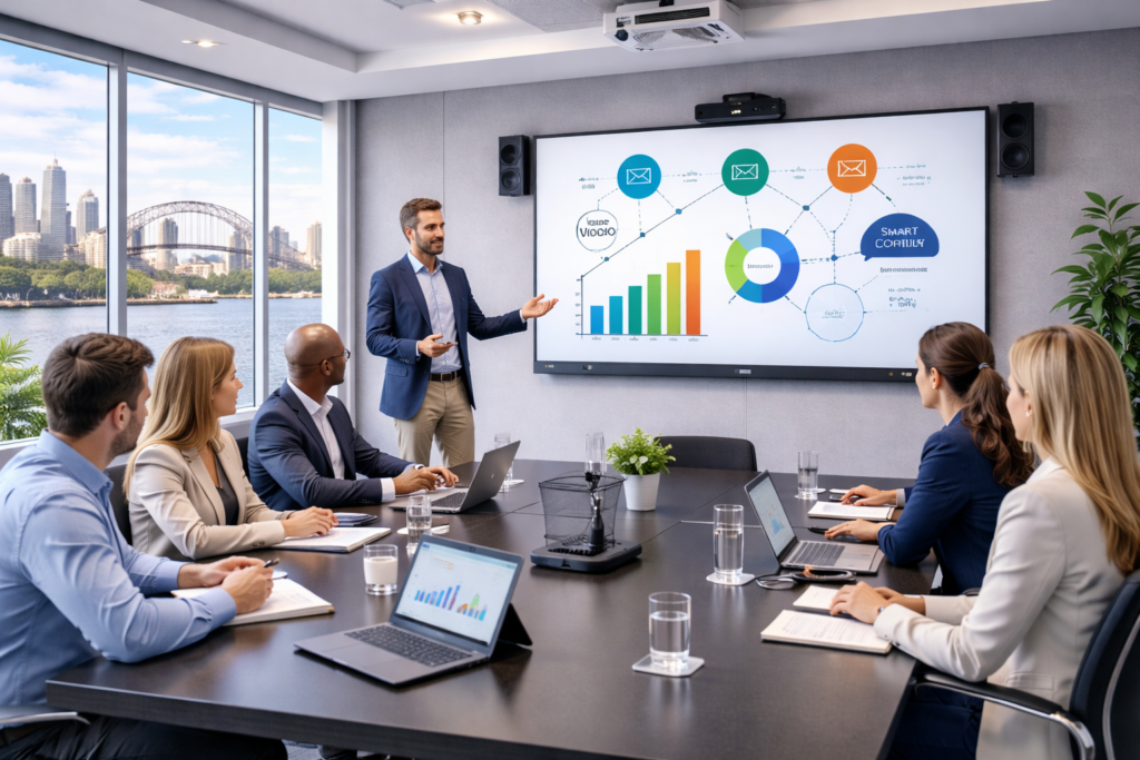 Business meeting using av technology