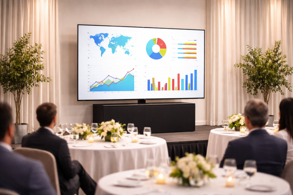 Corporate event with presentation display