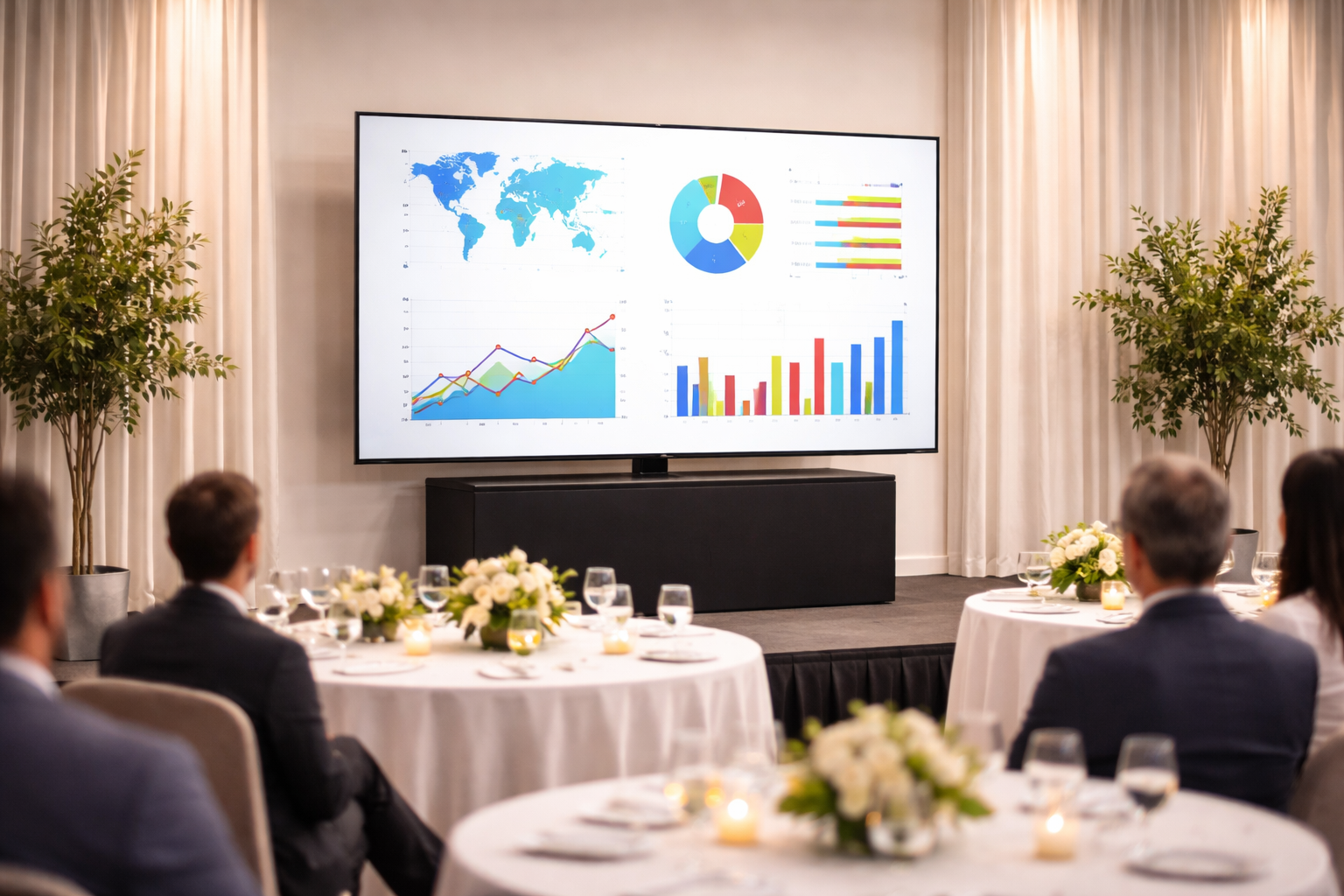 Corporate event with presentation display