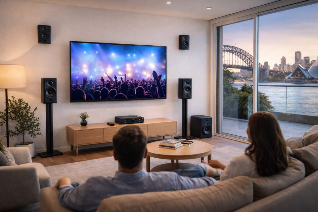 Sydney evening view with concert scene