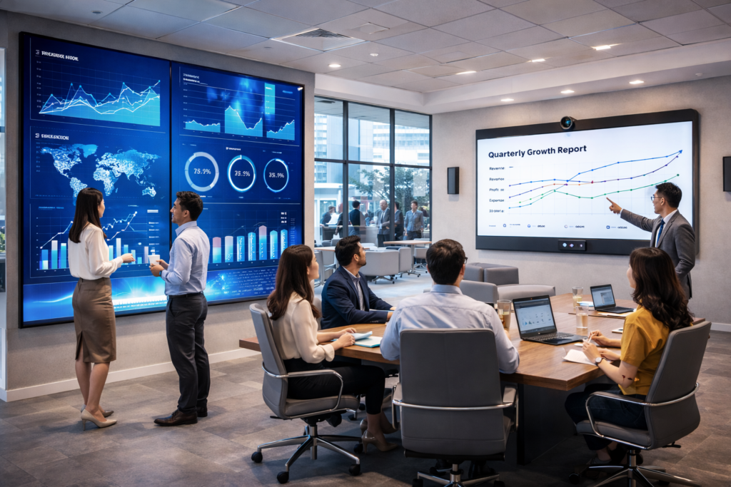 Modern office with advanced AV technology