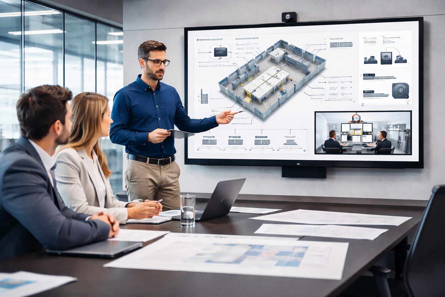 AV design presentation in progress in office